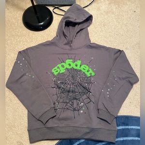 Sp5der Spider Hoodie Grey Green Small Men’s Young Thug Slime Green